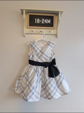 Toddler Plaid Sleeveless Dress with Black Bow - 18-24M